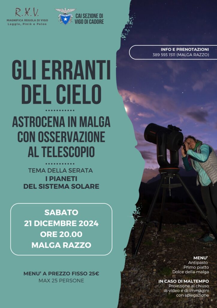 Gli erranti del cielo - Astrocena in malga con osservazione al telescopio